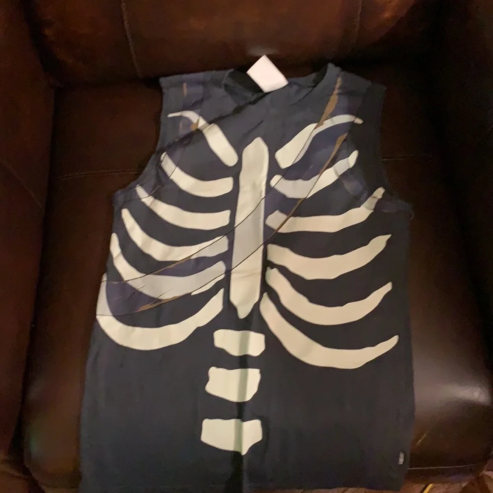 Kids Halloween Fortnight Skull Trooper costume mask/shirt /hand painted pants